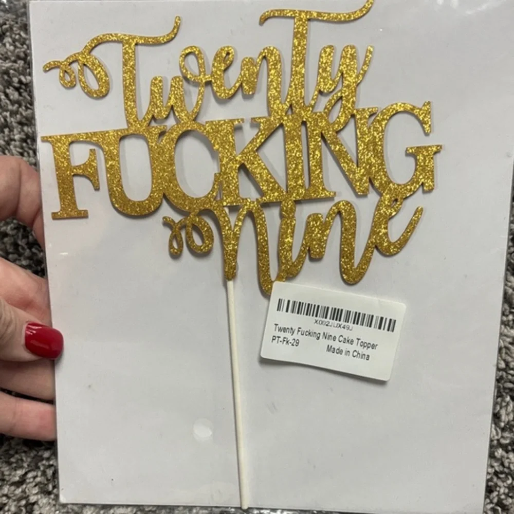 Gold Glitter Cake Topper for 29th Birthday